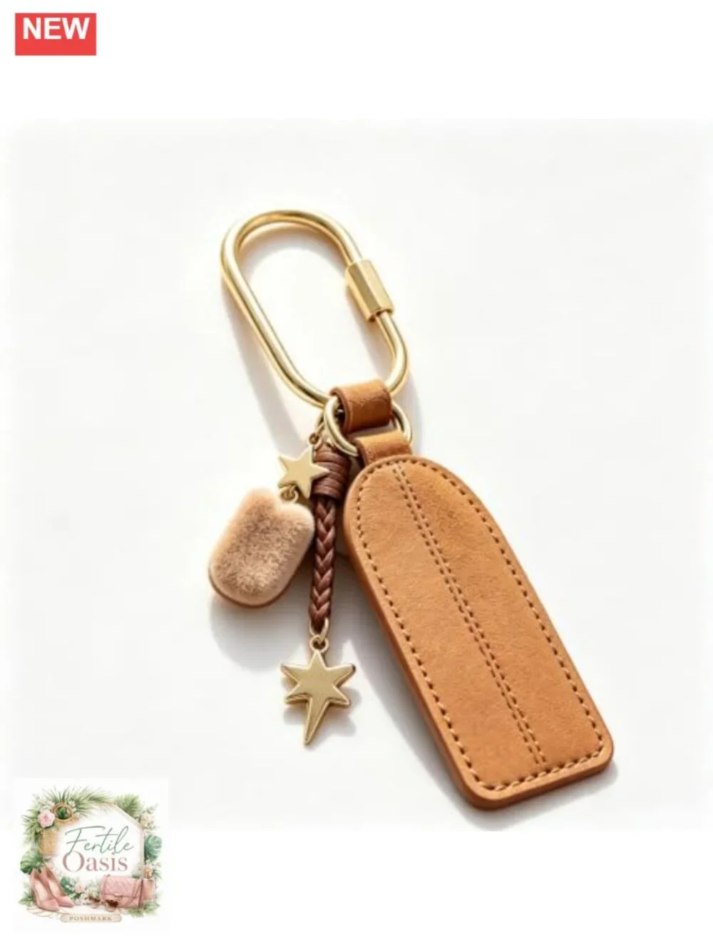 Brass Key Ring Set, Carabiner Clip with Screw Lock, Key Organizer with 4 Rings,